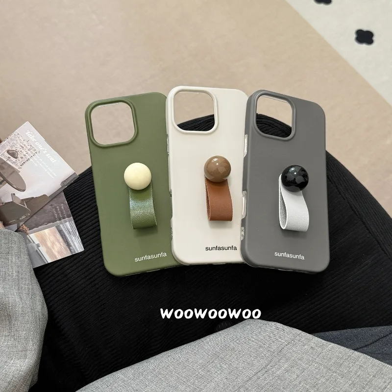 

3D Retro Design Cute Lychee Pattern Leather Buckle Ring Phone Case For IPhone 16 Pro Max 14 13 15 Pro Shockproof Soft Back Cover