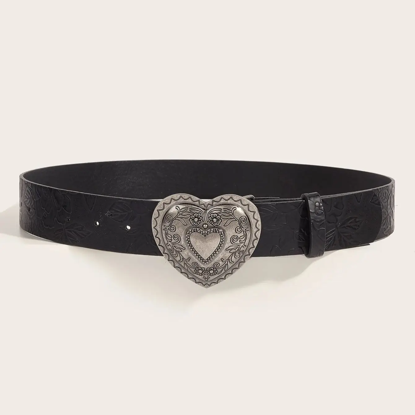 Retro love buckle PU belt fashion leisure suitable for daily commuting