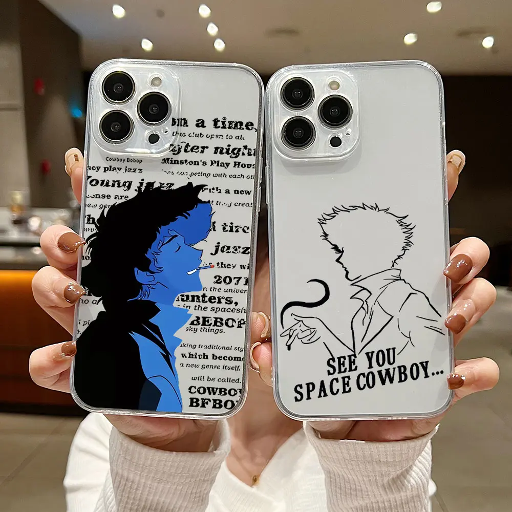 Anime Cowboy Bebop Phone Case For iPhone 15 14 13 12 11 Mini Pro Max X XR XSMax 6S 6 7 8 Plus SE20 Transparent Cover