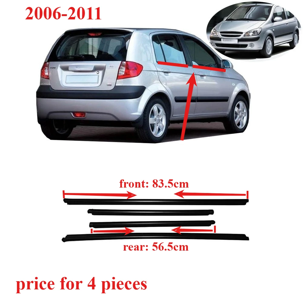 

4-х шт., резиновая защита для наружных окон для Hyundai Getz 2006-2011, уплотнительная накладка, линейка ремня для окна для Getz 82210-1C001
