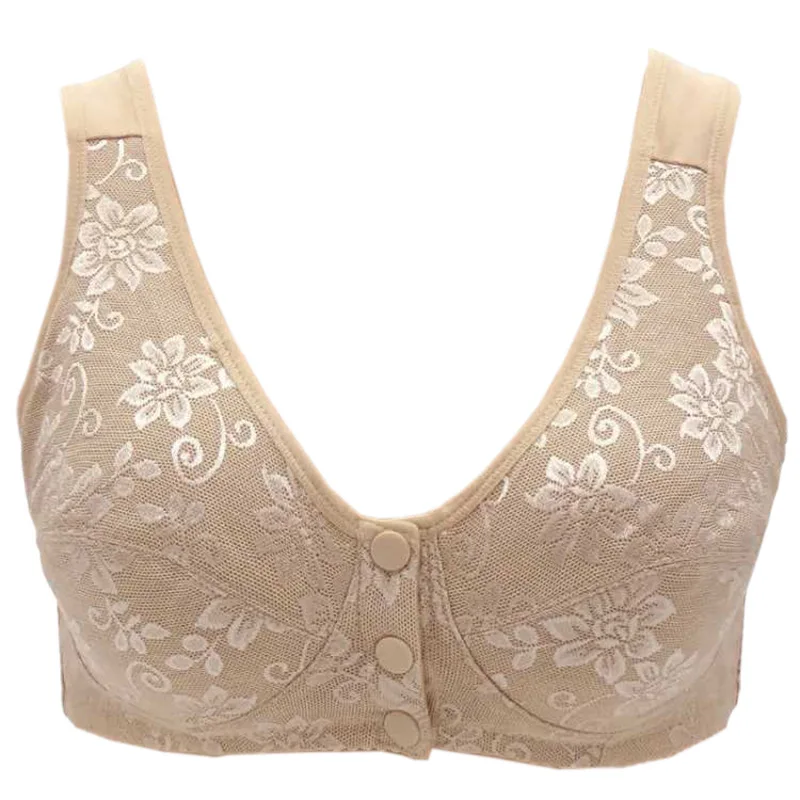 Middle aged and elderly people\'s adjustable accessory breasts without steel rings front buckle underwear female mother bra