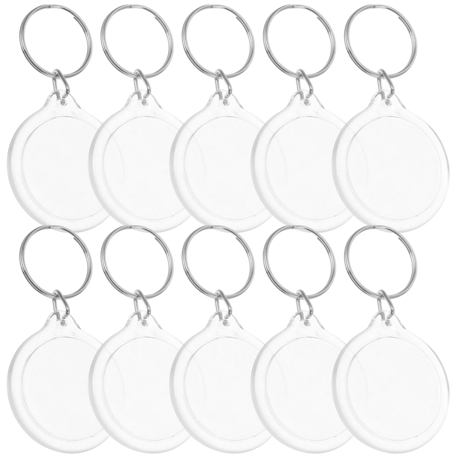 100 Pcs Blank Round Photo Keyring Acrylic Keychains Transparent Insert Frame 100pcs