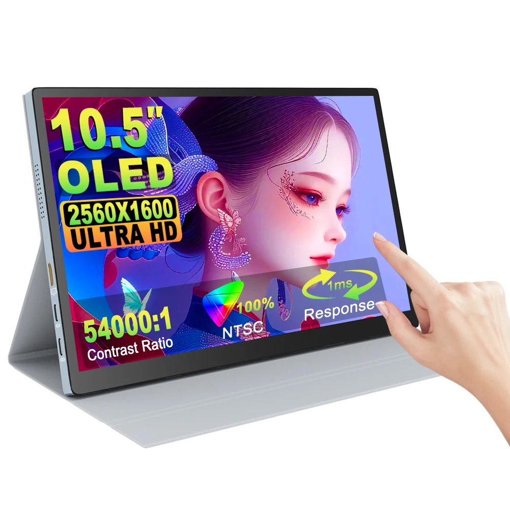 Monitor portátil OLED de 2,5K y 10,5 pulgadas con pantalla táctil, resolución de 2560x1600, pantalla portátil de alta gama, 100% de