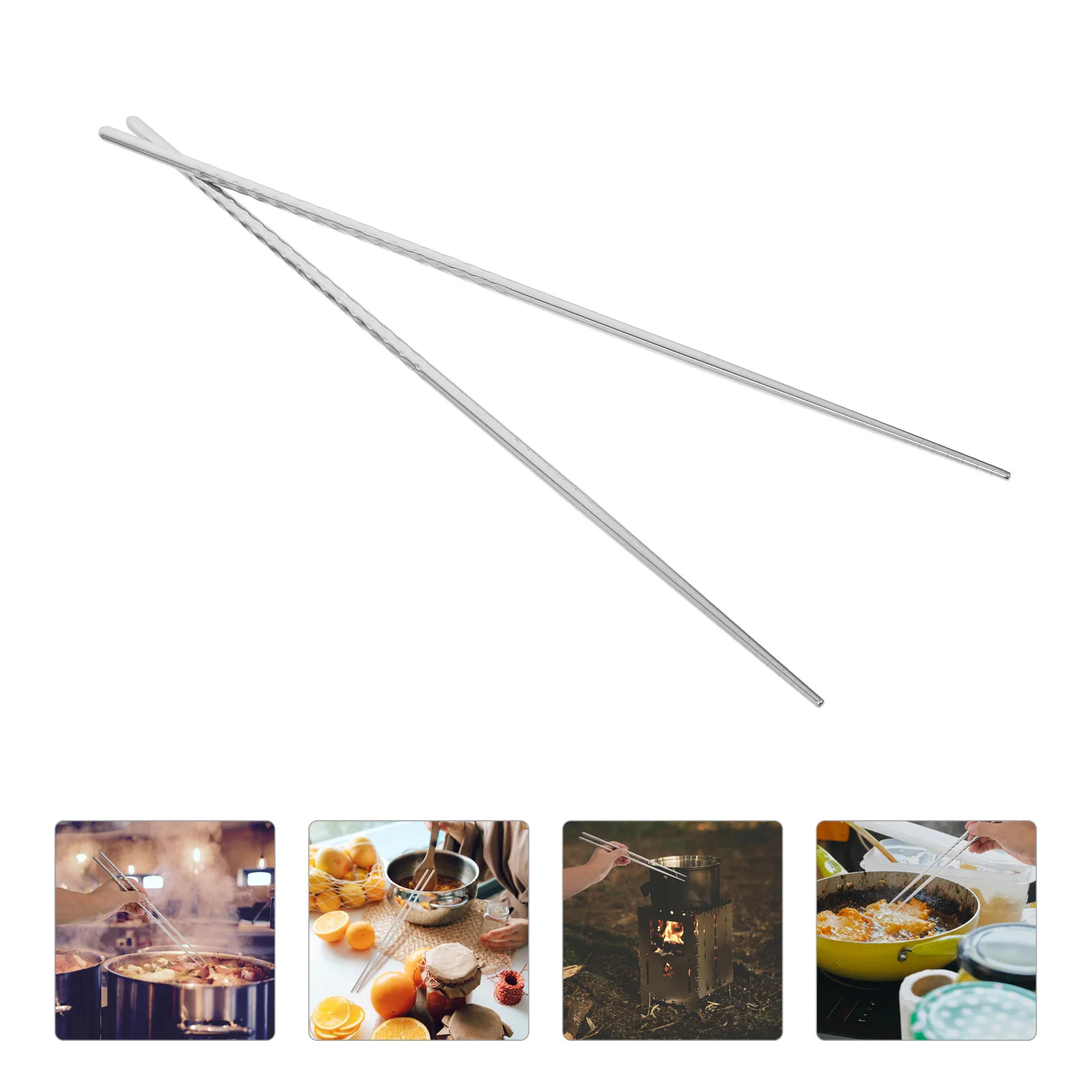 

1 Pair Extra Long Stainless Steel Chopsticks Non-Slip For Cooking Frying Hot Pot Noodles Sashimi Dishwasher Safe Reusable