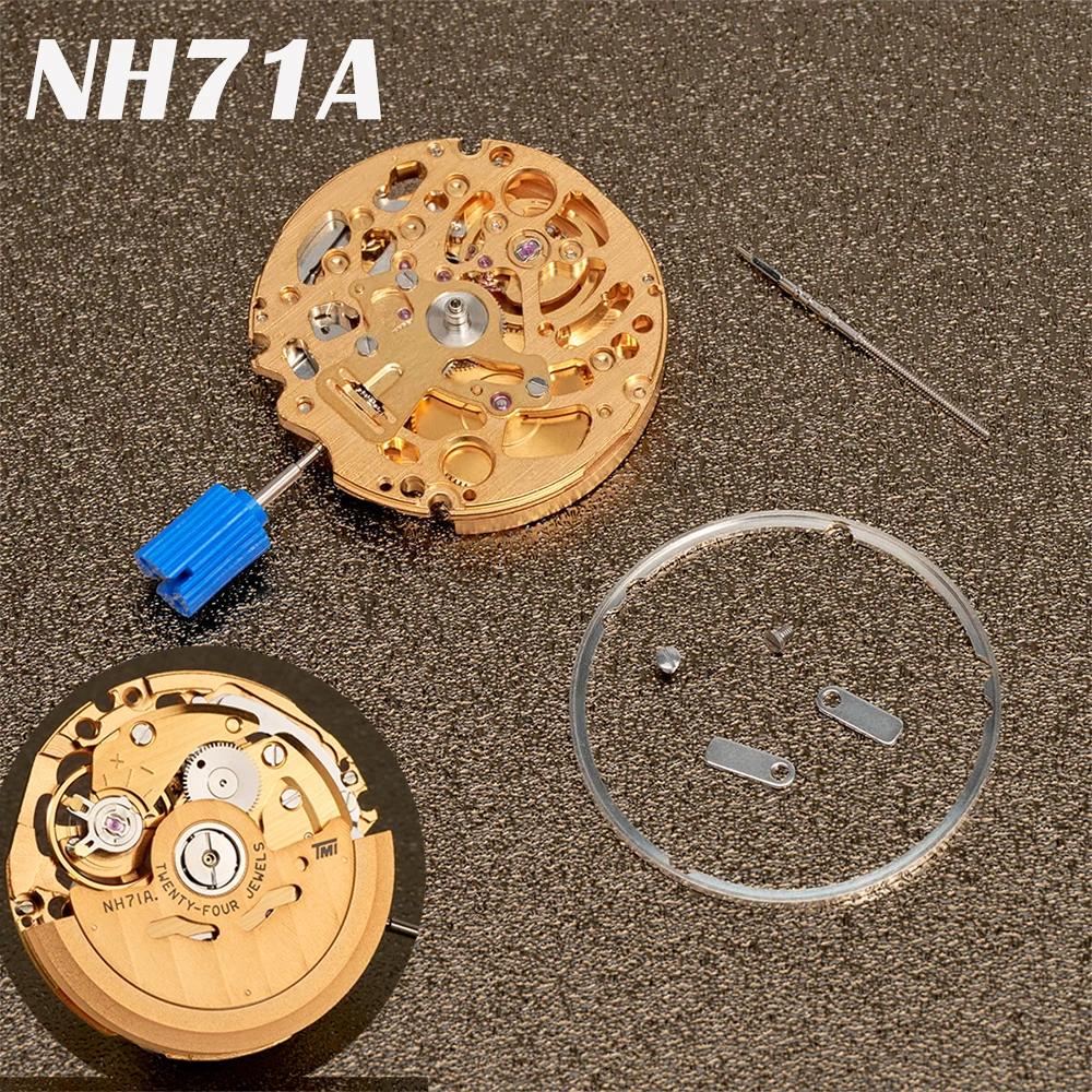 

Gold color NH71A Mechanical Movement Japan 24 Jewels High Accuracy Skeleton NH71 Mechanism Modification Parts​ Replacement
