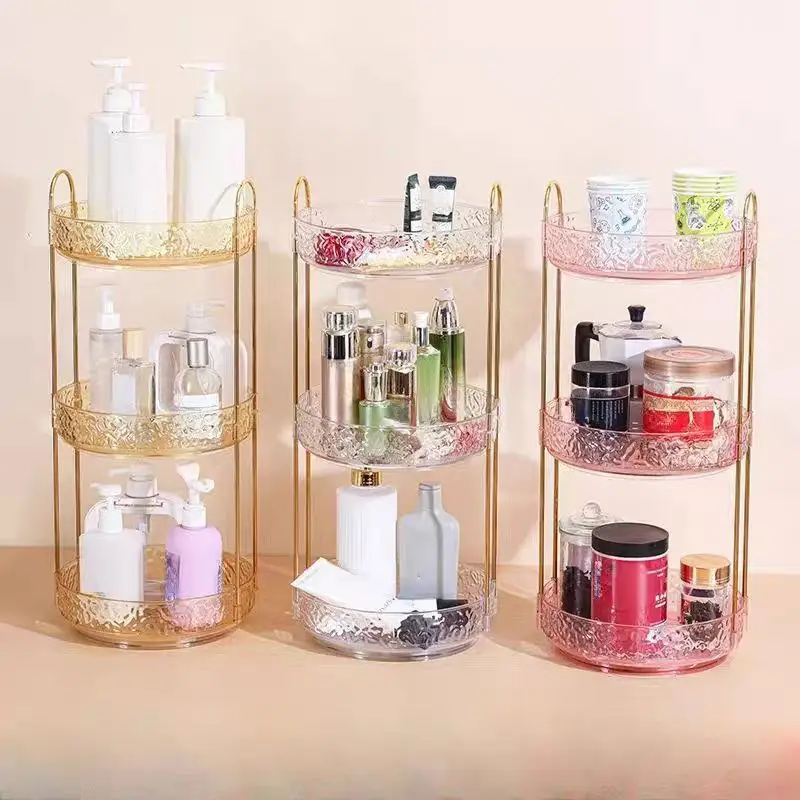 1Pc/Desktop Multi-Layer Rotating Cosmetics Storage Rack Desktop Dressing Table Skincare Organizer Rack