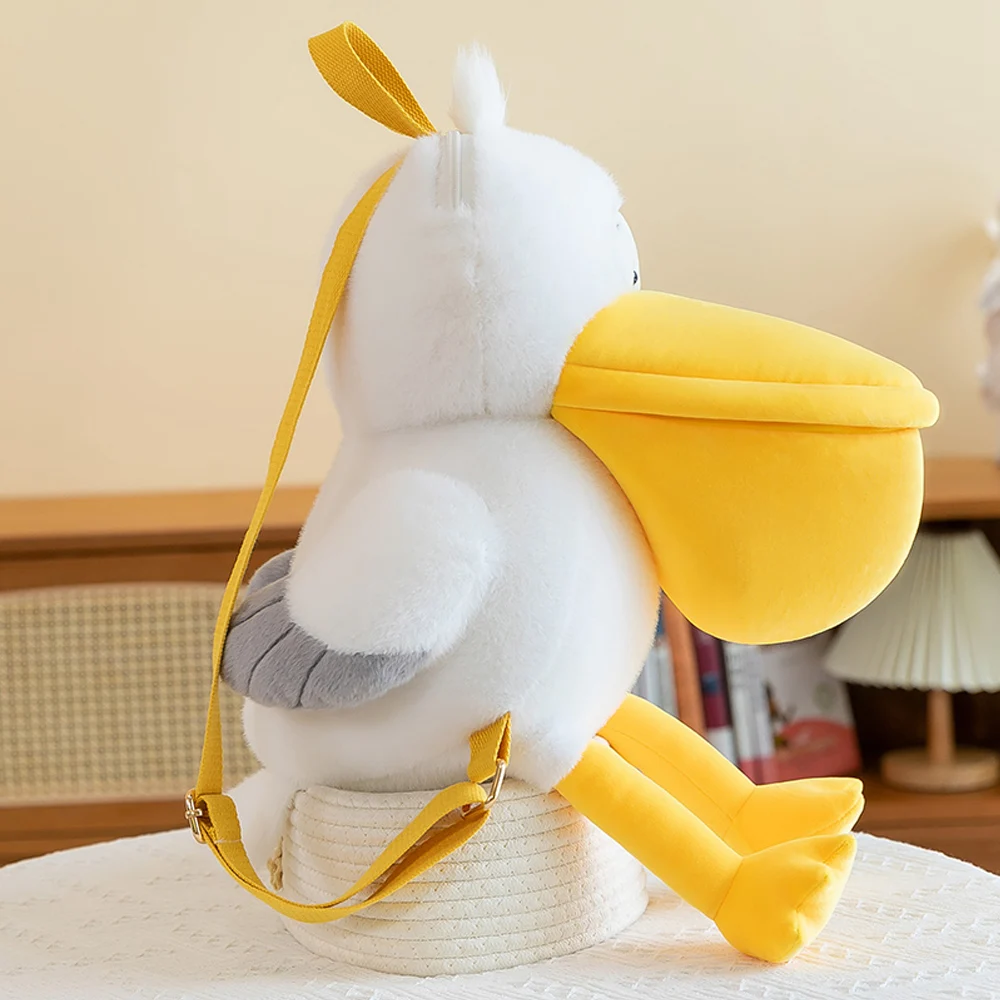 Creative Simulation 55CM Cartoon Pelican Backpack Plush Toys Kawaii Stuffed Animal Real Life Bird Plushies Dolls Kids Gift Decor