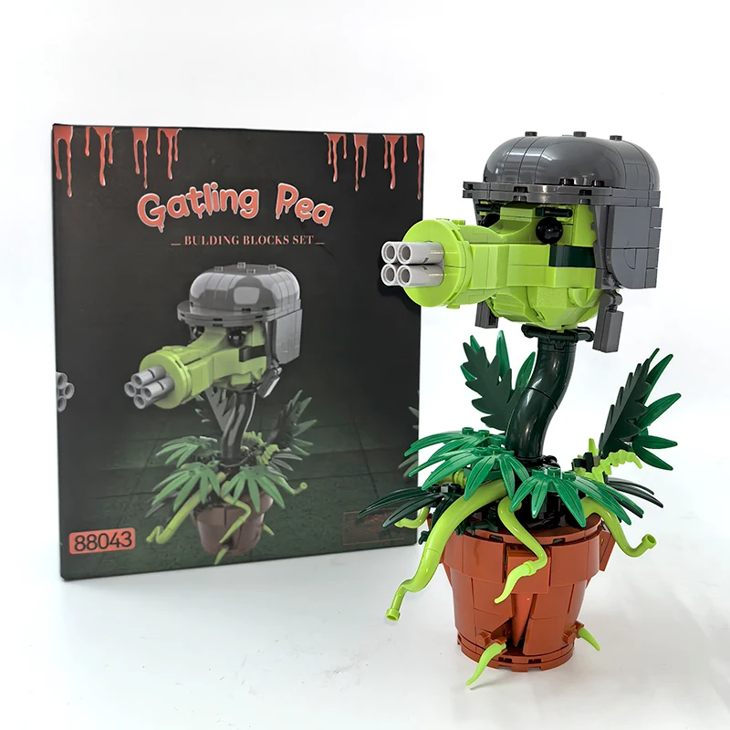 2 Tipos de Plantas de Juego de Guerra, Personaje Lanzaguisantes, Bloques de Construcción, Modelo de Bonsái, Lanzamisiles, Ladrillos de Ensamblaje, Juguetes, Regalo para Niños