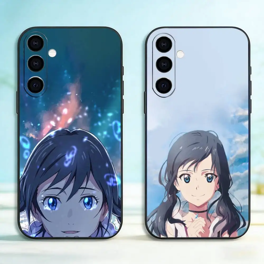 

Weathering With You Hina Amano Phone Case Black Silicone Soft For Samsung Galaxy A73,A72,A71,A70,A53,A52,A51