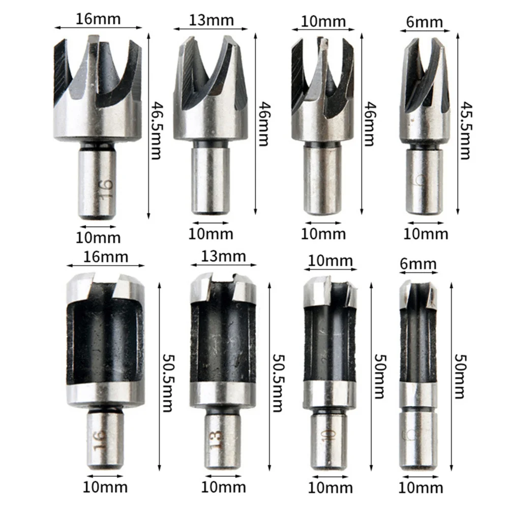 Jeu de mini forets professionnels MeaccelerSize, haute efficacité, 8 pièces, coupe-bouchon, outil de travail de calcul, 6mm, 10mm, 13mm, 16mm