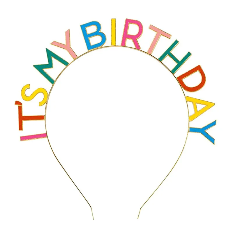 Birthday Party Hair Band IT\'S MY BIRTHDAY Oil Dropping Rainbow Birthday Hair Band Birthday Crown Headwear