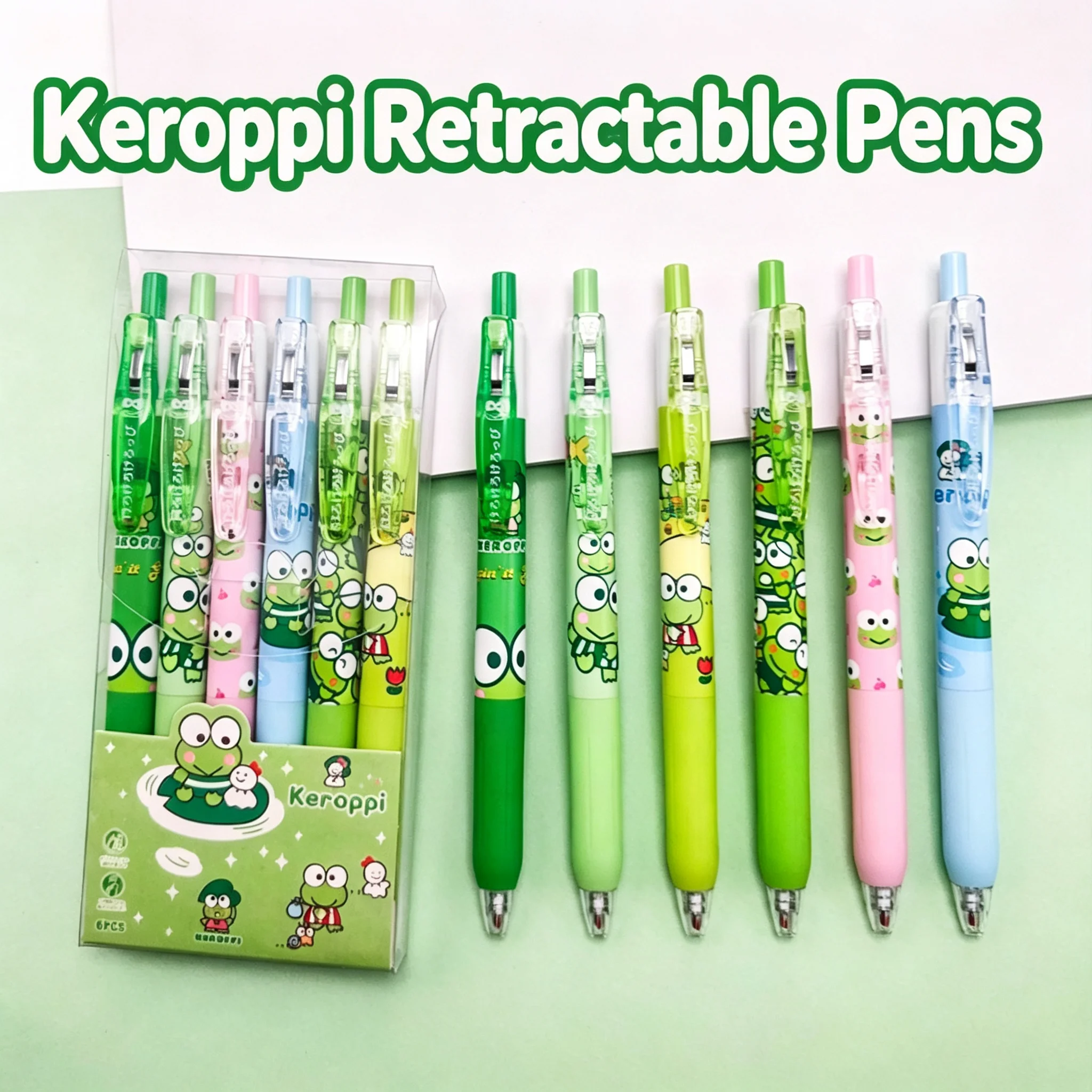 Stylos à gel rétractables Keroppi édition limitée, encre noire 0,5 mm, pointe ST, séchage rapide, écriture fluide, papeterie