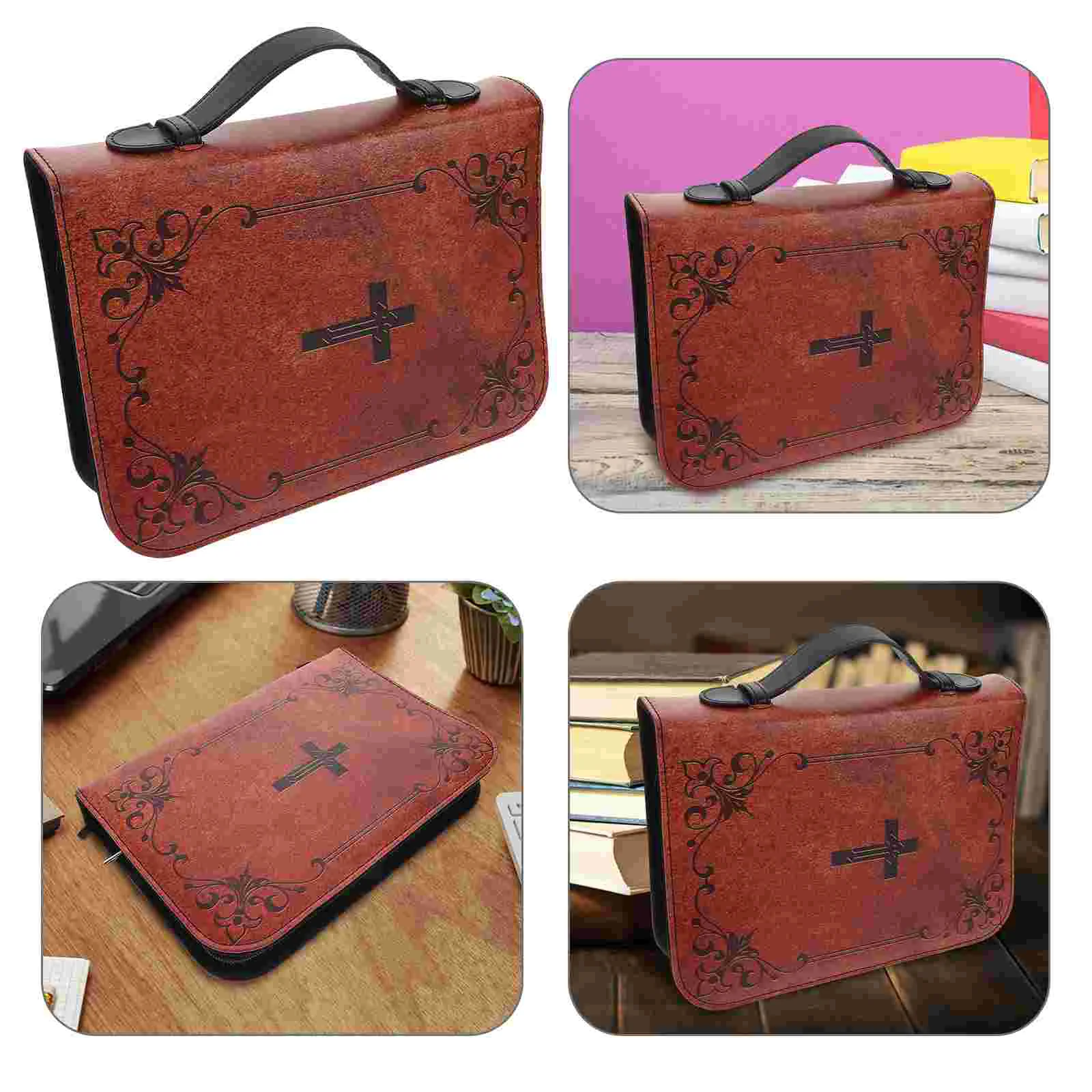 

Book Protection Case Bible Cover with Zipper Protective Tote Textbook Covers Carrying Bag Travel Protector One Piece