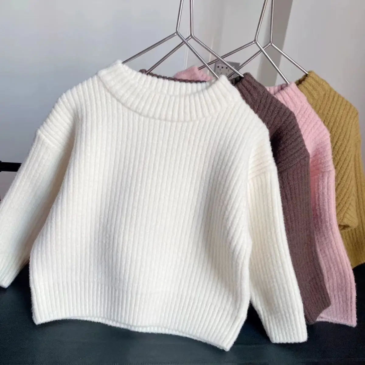 3-11Years Toddler Baby Sweaters Unisex Kids O Neck Soft Knitted Sweaters for Girls Boys Infant Pullover Warm Base Tops