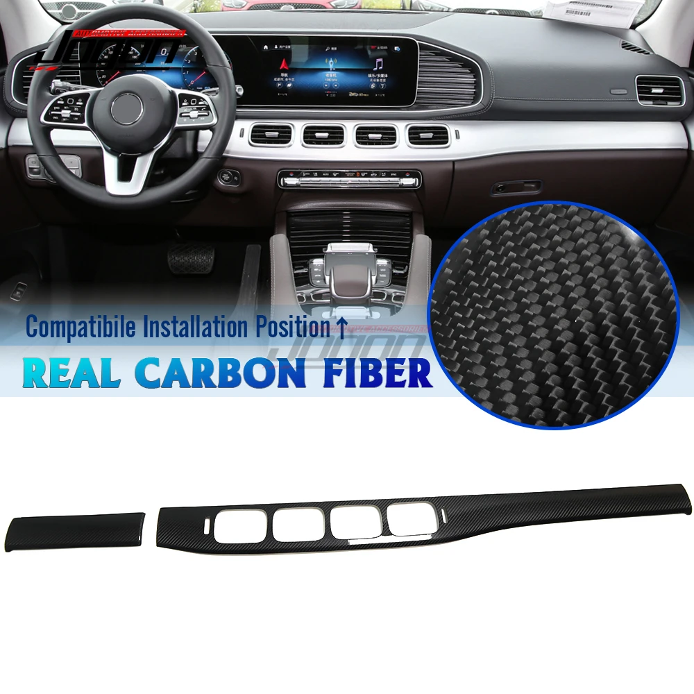 LHD Carbon For Benz GLE W167 GLE300 GLE350 GLE400 GLE450 2020-2024 Car Dashboard Console Central Air Vent Panel Cover Trim 2Pcs