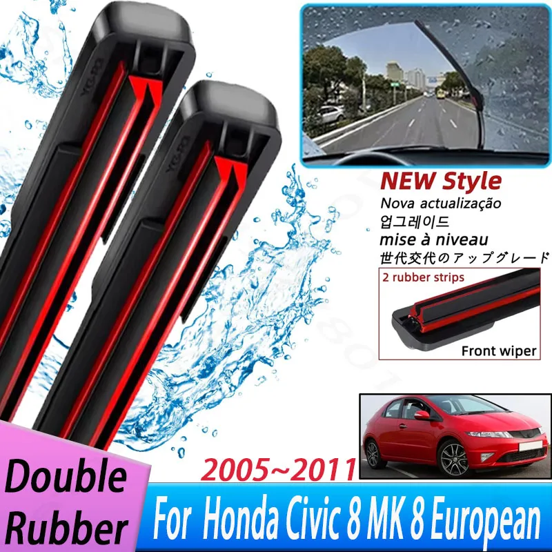 Front Windscreen Wiper Blades Front Window For Honda Civic 8 MK 8 European 2011 2010 2009 2008 2007 2006 2005 26" 23"