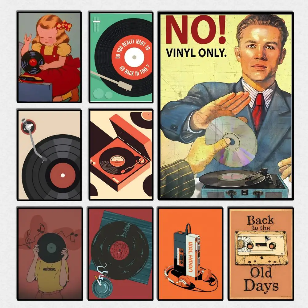 Mid Century Retro Vinyl Records Poster Perfect Sticker Self Adhesive Art Designed for Home Dining Office Spaces Durable