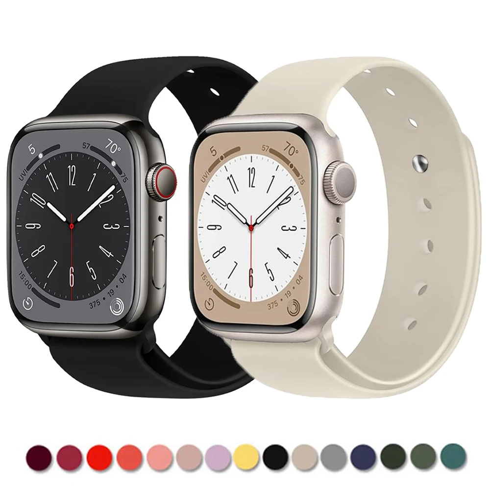 

Strap For Apple Watch Band 45mm 44mm 42mm 41mm 40mm 49mm Silicone Sport Loop correa bracelet iWatch Series 9 7 SE 3 5 6 8 Ultra