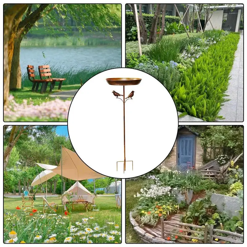 Baños para pájaros para exteriores, cuenco de Metal para jardín de pie, alimentador de baño de pájaros de Metal, bañera para pájaros de 32 pulgadas de alto a prueba de herrumbre