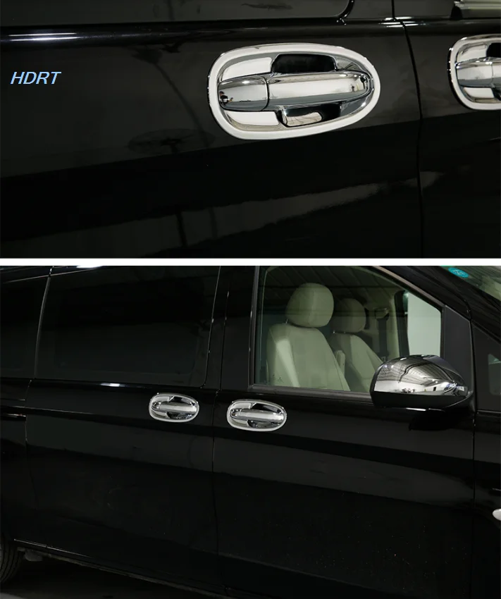 Chrome Car Door Handle Cover/Door Handle Bowl Styling Stickers  For Mercedes Benz Vito W447 Metris Valente V-Class 2014-2020