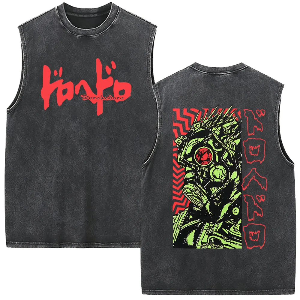 Japanese Anime Dorohedoro Kaiman Noi Vintage Washed Vest T Shirts Summer Men Women Gothic Horror Oversized Sleeveless Tank Tops