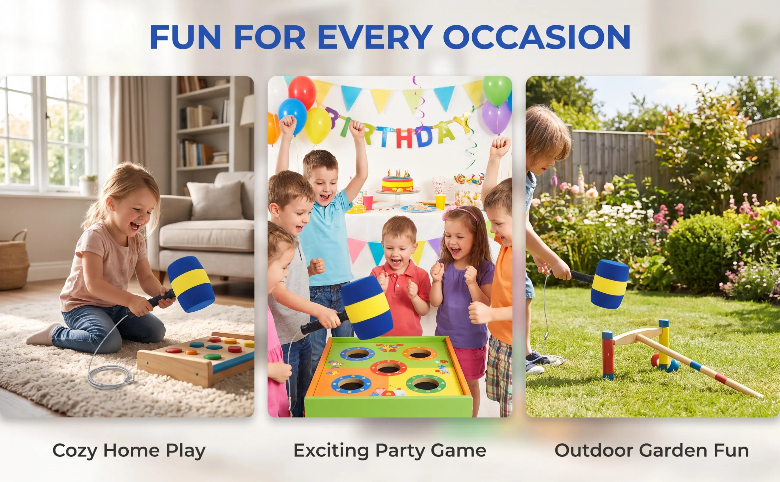 Blue Mole Game Hammer Foams Soft Mallet Lightweight Interactive Precision Pounding Hammer Whack Game Mallet Play Hammers