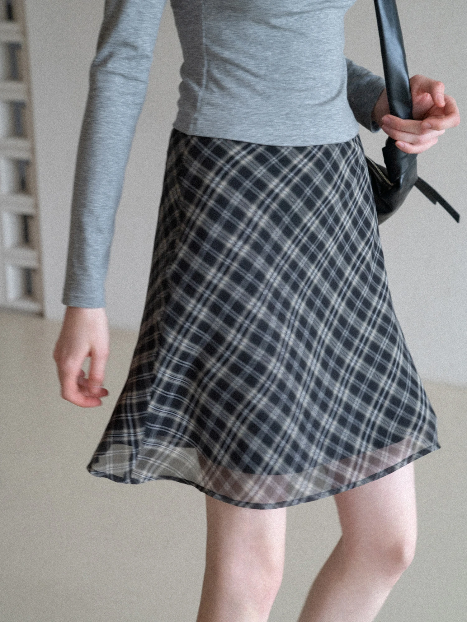 

Винтажная клетчатая драпированная юбка Eggka с эффектом «рыбий хвост» для женщин, весна-лето, с высокой талией, повседневная, универсальная, А-силуэт