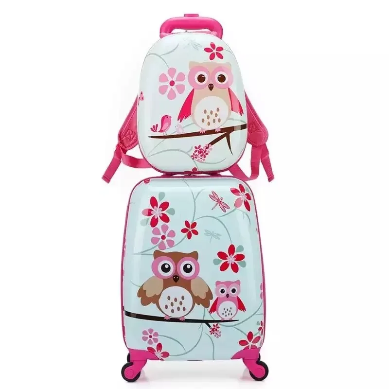 

Cartoon trolley suitcase with backpack set children's cute 13 inch bag boys girls 18 inch carry on rolling luggage travel valise