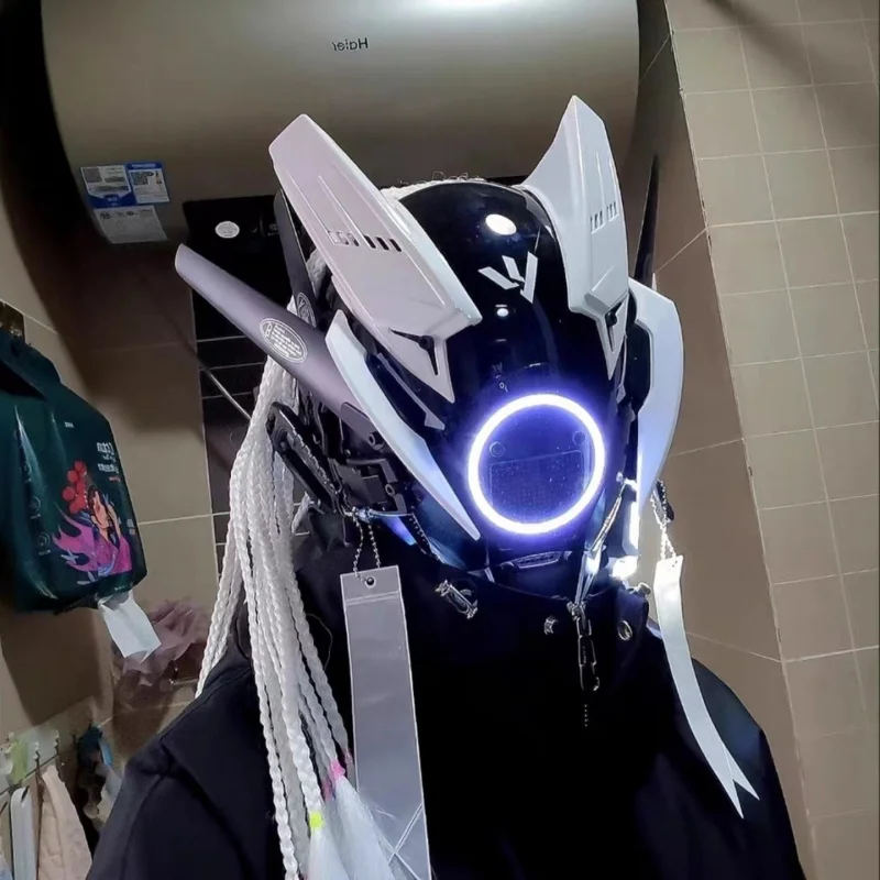 2024 Cyberpunk Mask cos Personality diy Luminescent helmet Trend mask Overpowering Mecha Gundam Cool Knight