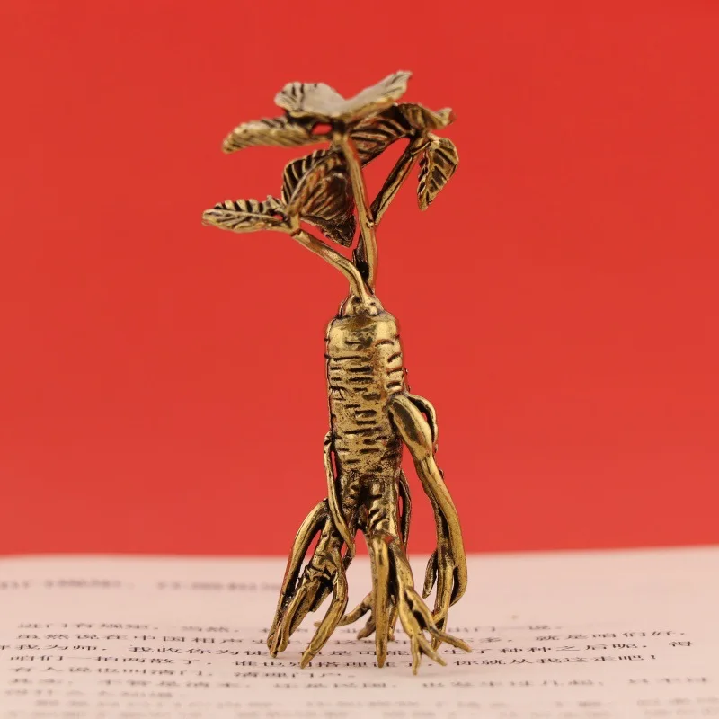 Pure Copper Bronze Creative Ginseng Ornaments Handsome Desktop Ornament Brass Decoration Hand-made Craft m372
