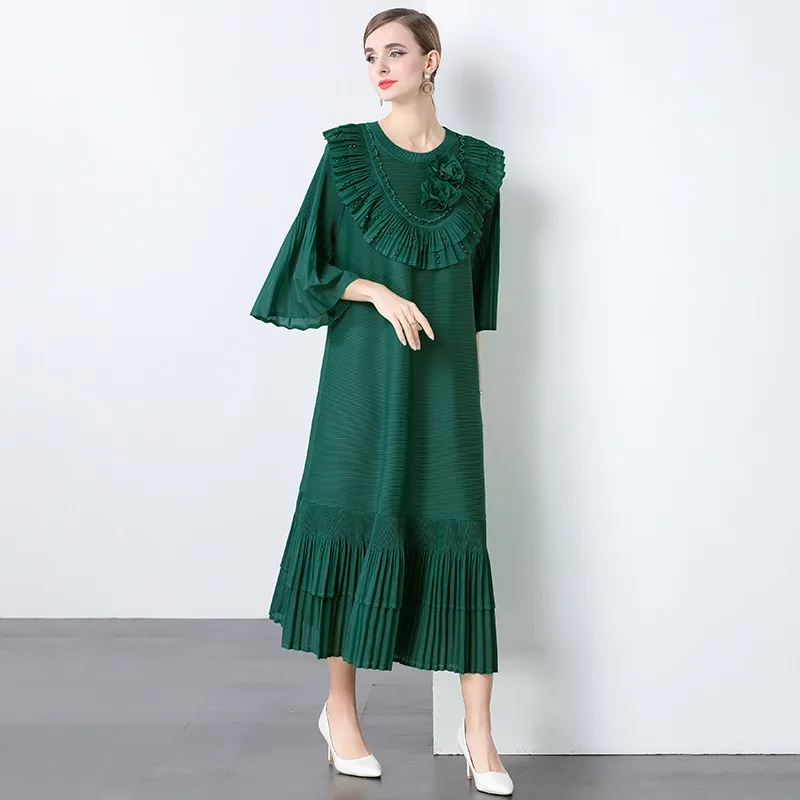 Automne nouveau Sle ample grande taille travail lourd transfrontalier ake maison gaze Dr dentelle t-shirt fleur dimensionnelle Emb...