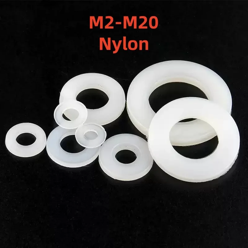 M2 M2.5 M3 M4 M5 M6 M8 M10~M20 White Plastic Nylon Washer Flat Gasket Insulation Gasket Ring For Screw Bolt