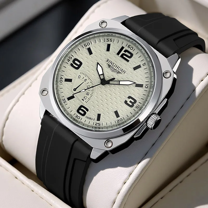 Men's Watch, Business Silicone Strap Non-Mechanical Quartz Watch