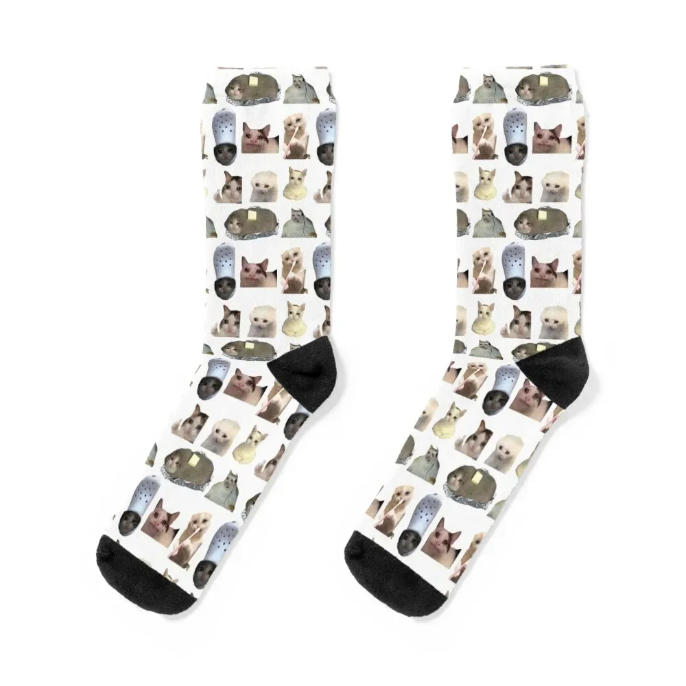 Crying Cat Meme Pack-8 cats meme Socks cute gifts Women's Socks Men's