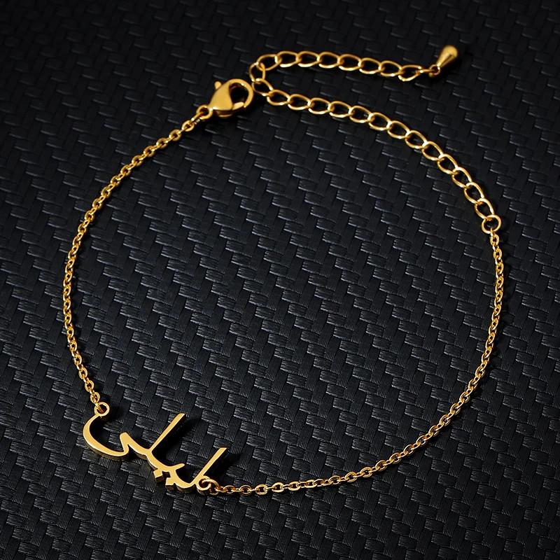 

Custom Arabic Letter Name Bracelets For Women Gold Silver Color Stainless Steel Chain Personalized Customized Bracelet Jewelry