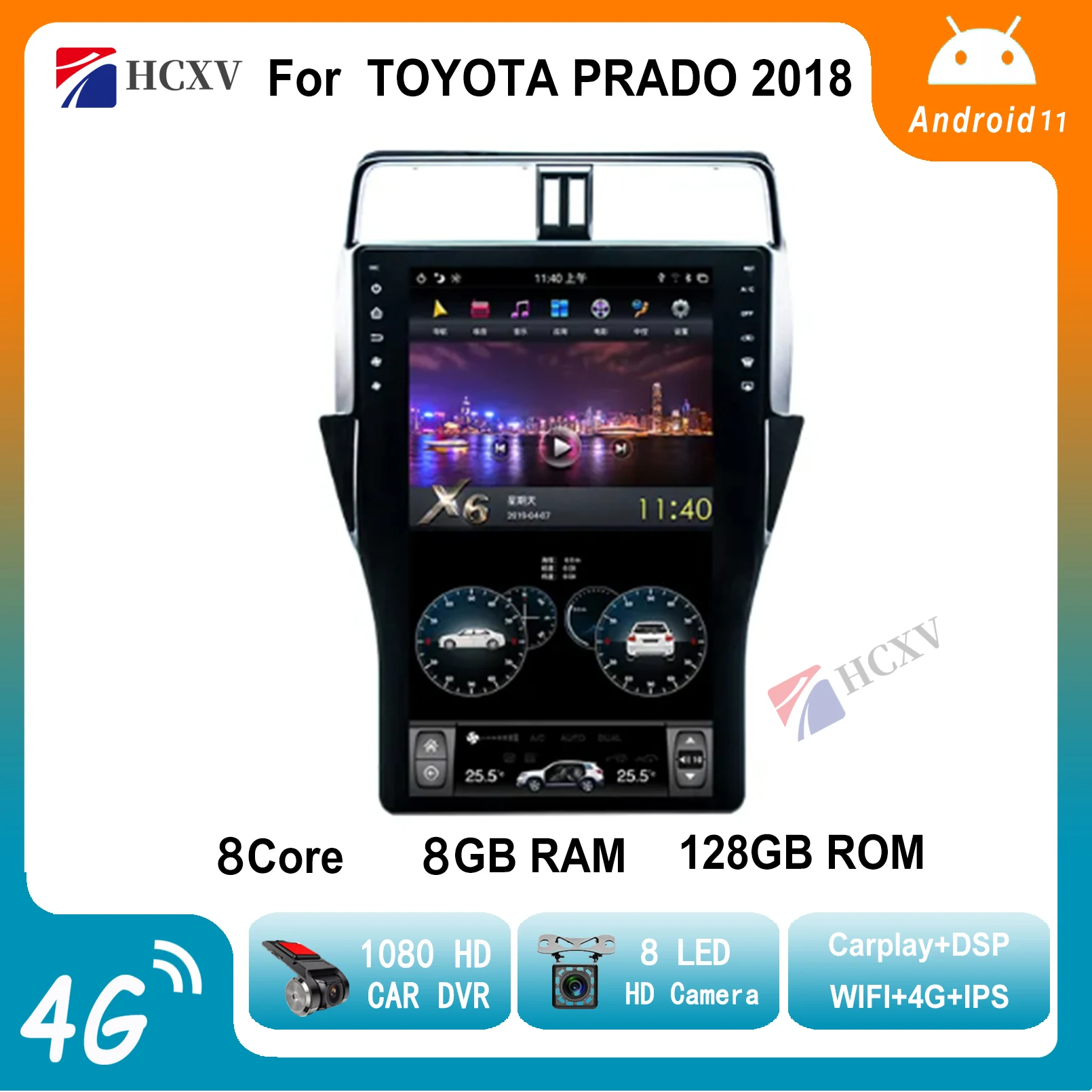 

Android 9 128G PX6 Vertical Tesla Radio Screen For TOYOTA PRADO Car Multimedia Player Stereo GPS Navigation Carplay DSP 2018