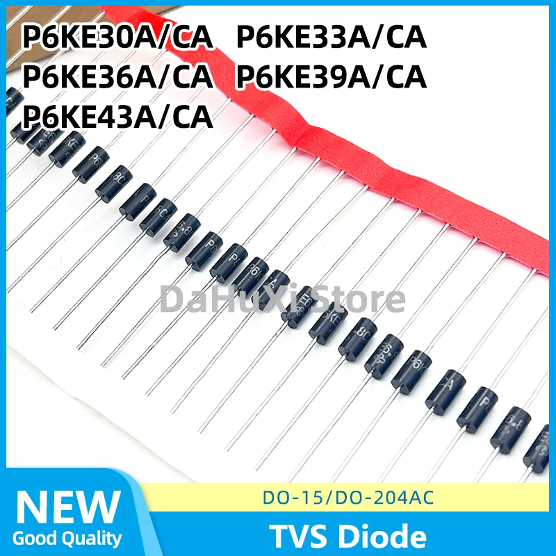 50PCS P6KE30A P6KE30CA P6KE33A P6KE33CA P6KE36A P6KE36CA P6KE39A P6KE39CA P6KE43A P6KE43CA TVS Diode DO-15 DO-204AC