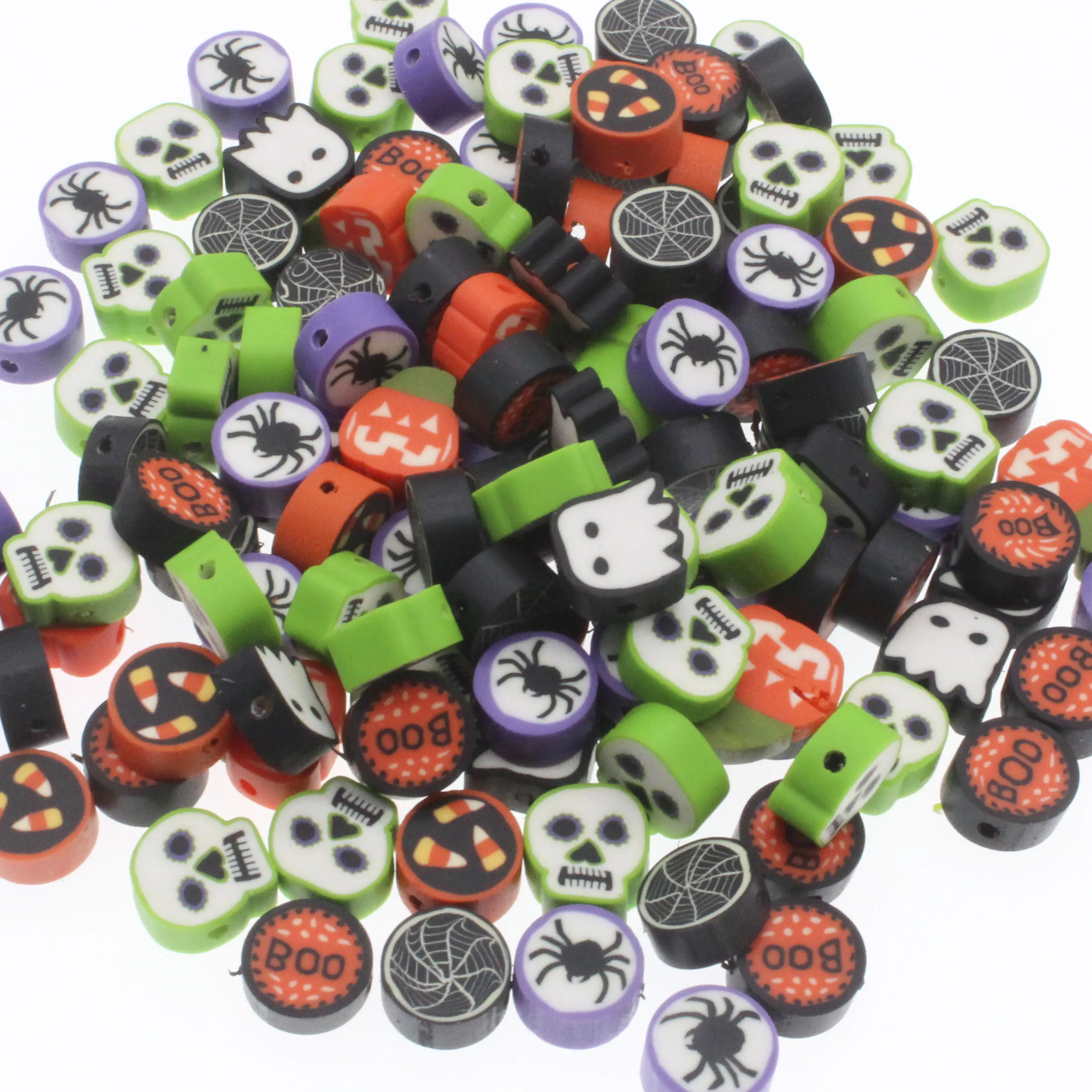 30/50/100Pcs Halloween Element Beads Clay Spacer Beads Polymer Clay Beads For Jewelry Making DIY Handmade Accessories 10mm