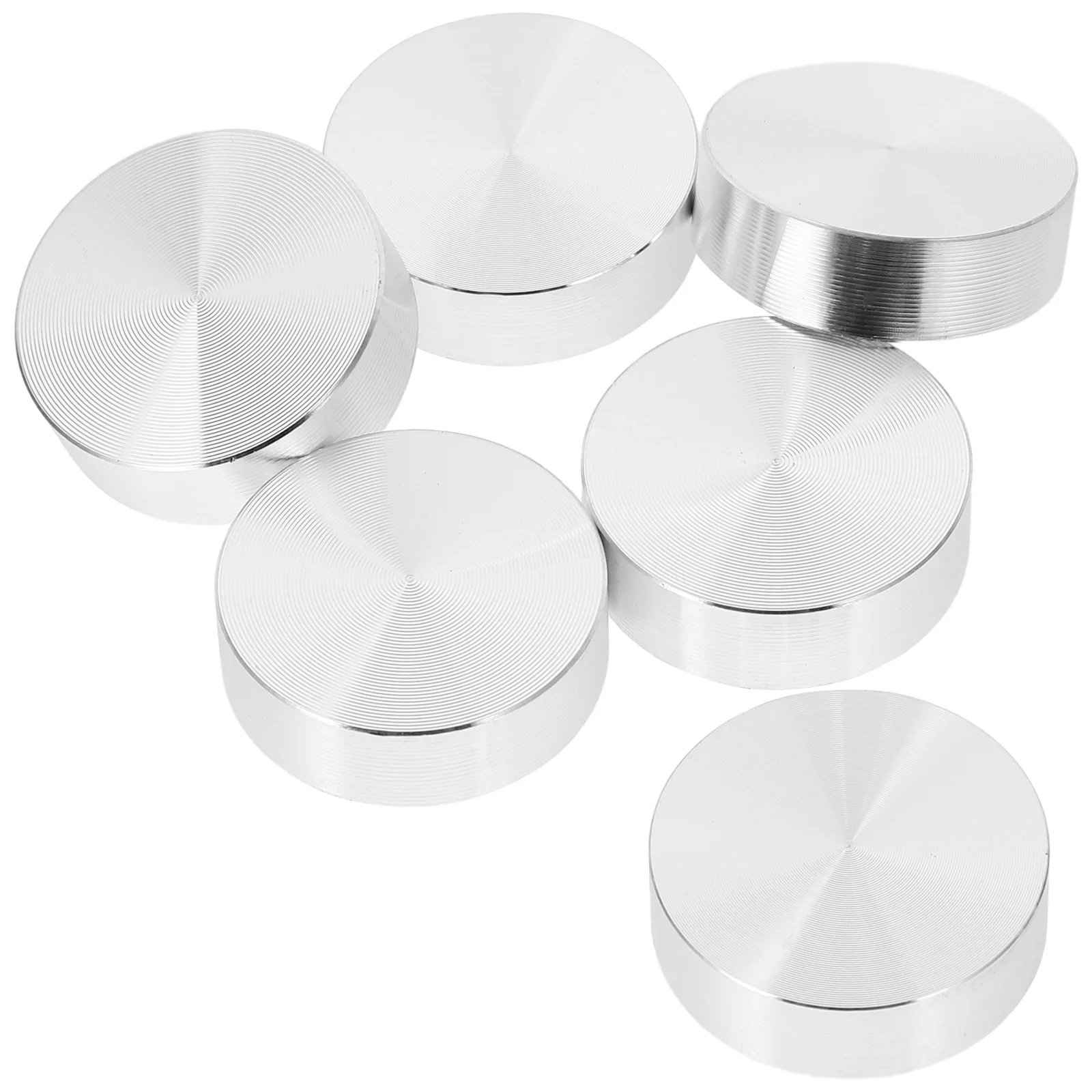 6 Pcs Circle Stickers Solid Aluminum Cake Thick Disc Glass Tops Adapter Blank Silver