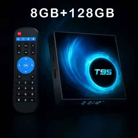 T95 8K Android 14.0 TV Box H616 4GB RAM 128GB ROM Smart Media Box 3D Video Dual Band WiFi 2.4G/5G BT5.0 USB Home Theater Player