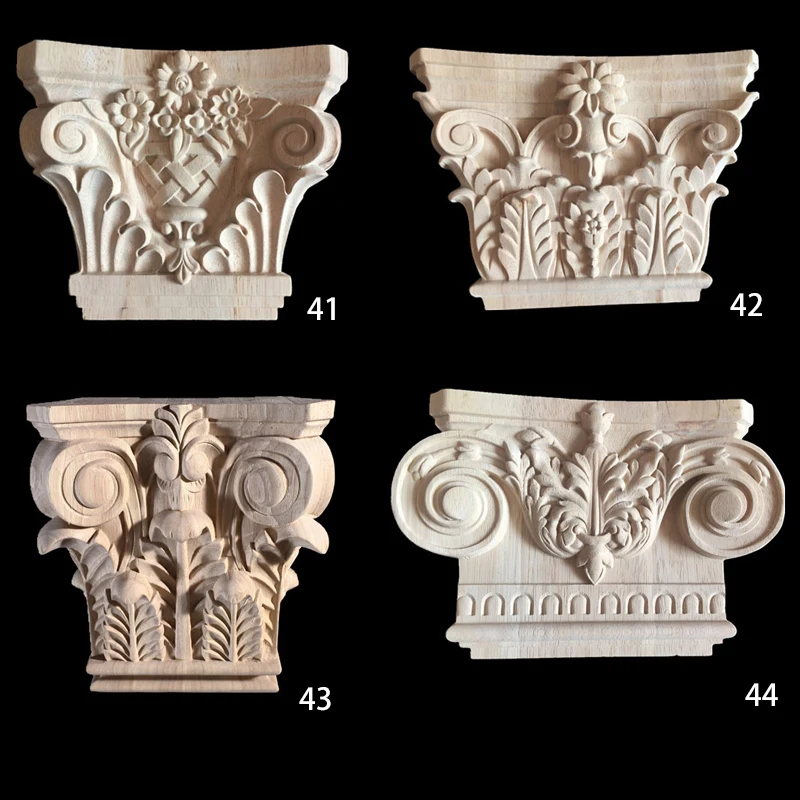 

Vintag Wooden Carved Roman Column Decal Furniture Accessories Wood Carved Corner Onlay Applique Door Frame Decor Home Decoration