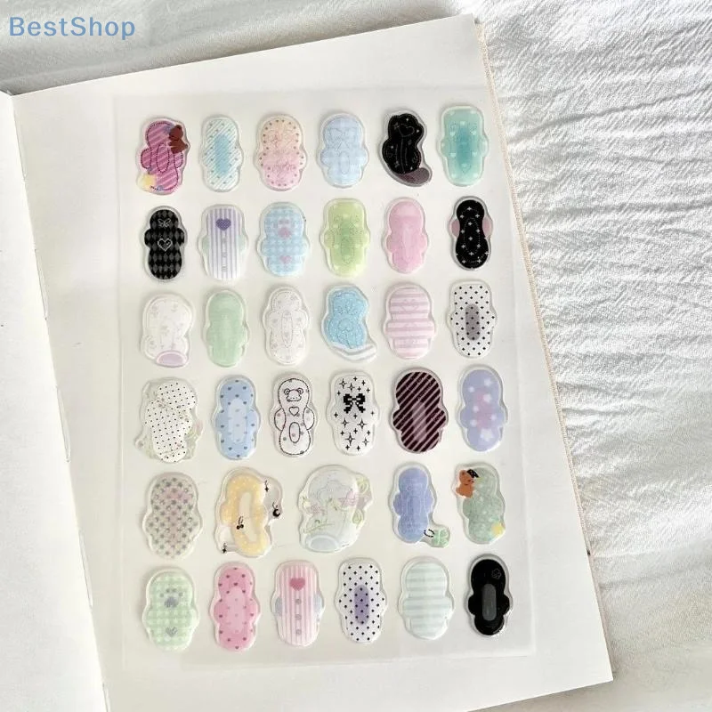 1/2 個漫画クリエイティブ生理用ナプキンゼリーステッカーリリーフエンボスステッカーかわいいスクラップブッキング DIY 装飾ステッカーギフト