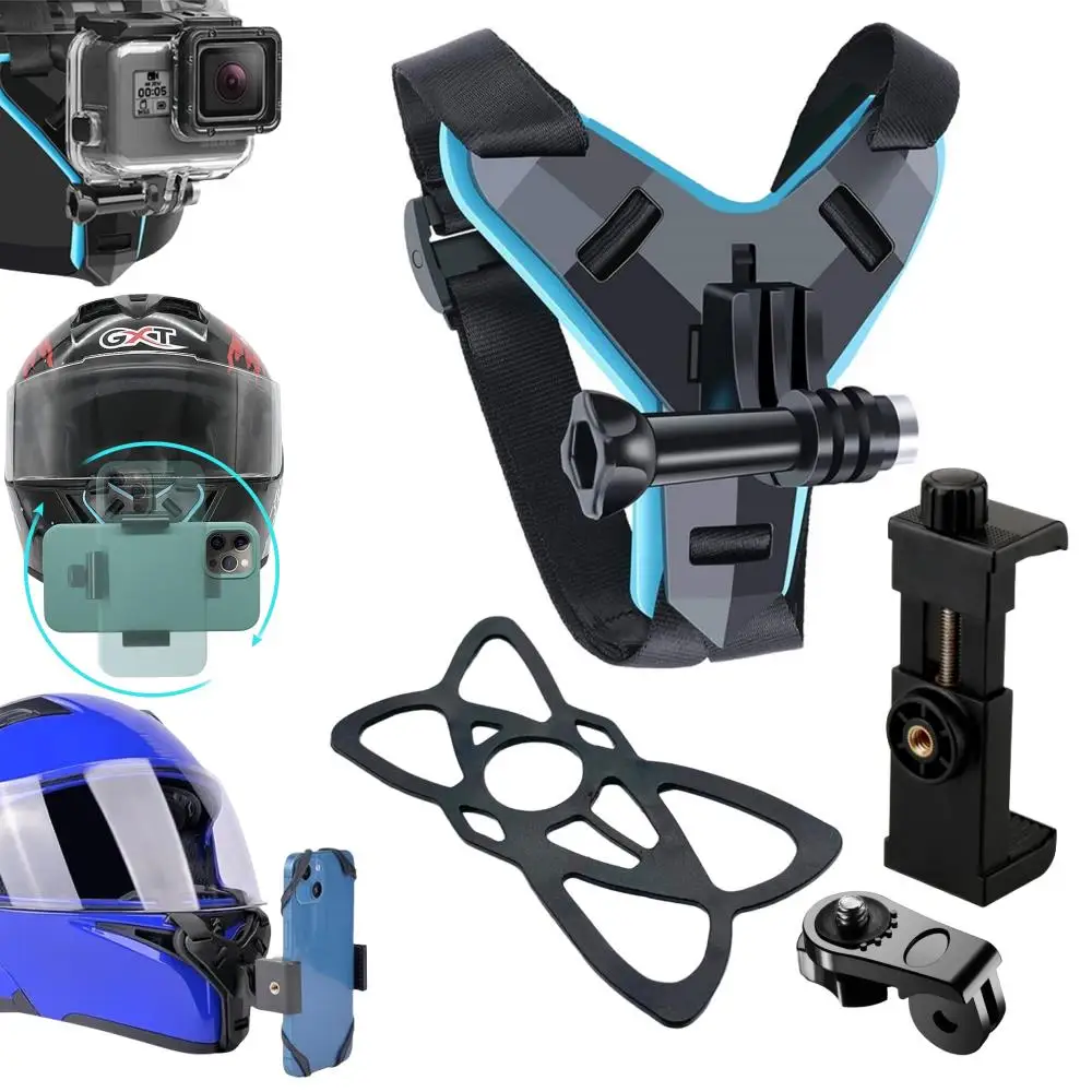 Motorcycle Helmet Phone Stand Mount Holder For GoPro Hero13 12 10 9 8 Action Sports Camera Holder Motorcycle Camera Mobile Phone