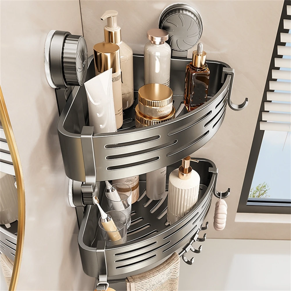 1Pcs Badezimmer Ecke Regal ABS Ecke Dusche Rack Saugnapf Wand Handtücher Halter Lagerung Rack Für Dusche Badezimmer