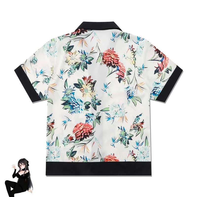 Multi Versions Pattern Thin Fabric Shortpant Short Shirt Set Men Women Hawaii Beach Holiday Surf Suit