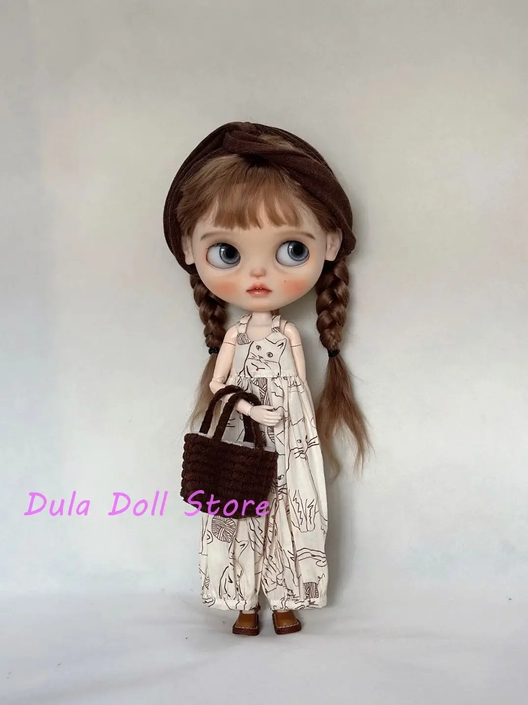 Dula Doll Clothes Dress Cat pattern jumpsuit Blythe ob24 ob22 Azone Licca ICY JerryB 1/6 Bjd Doll Accessories