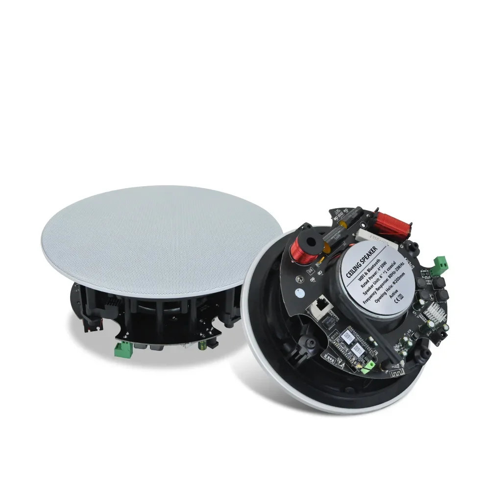 2 pçs alto-falante de teto 6 polegada bluetooth wifi classe d amplificador alta fidelidade estéreo sistema som cinema em casa para sala estar