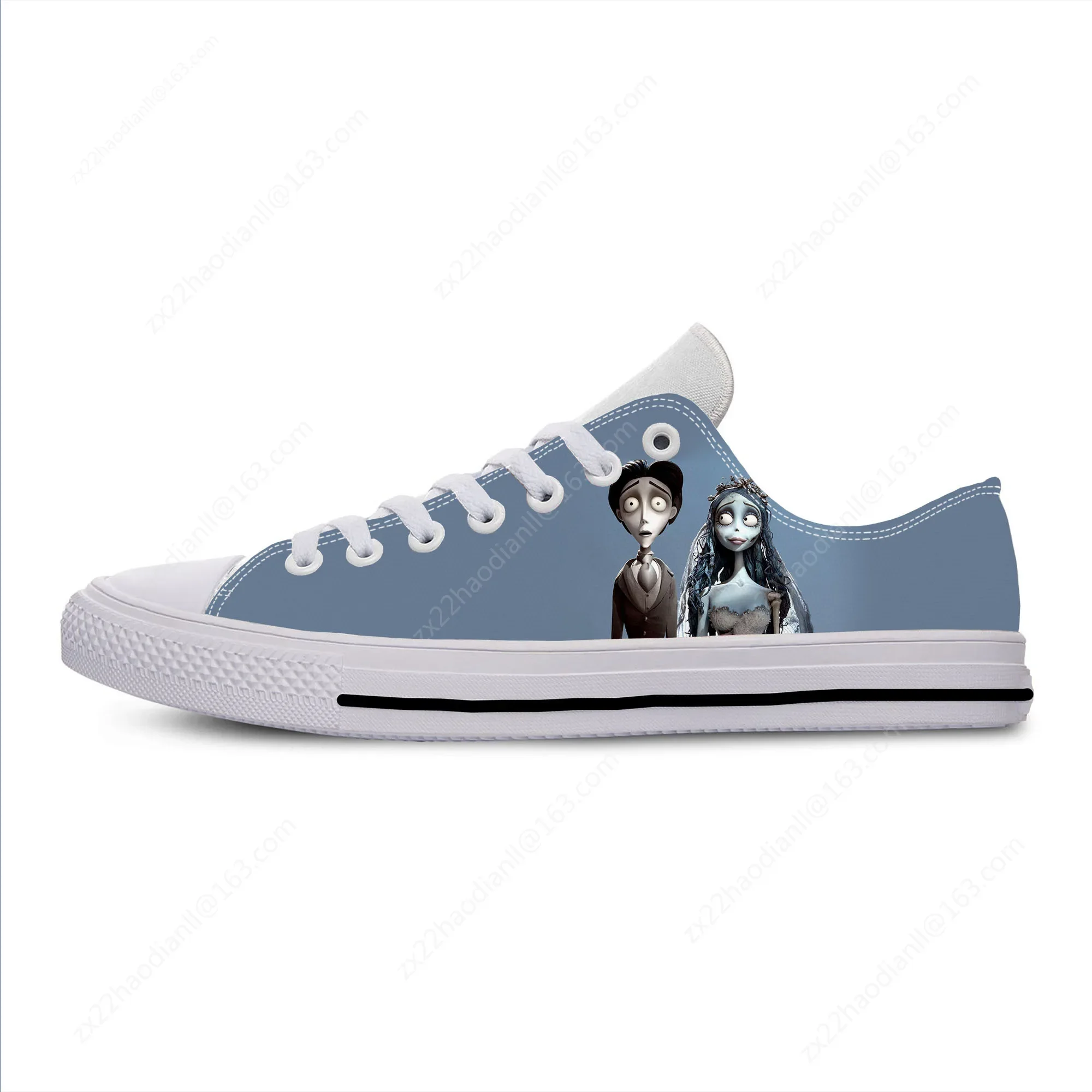 Hot Anime Manga Cartoon Corpse Bride Funny Fashion Casual Cloth Shoes Low Top Breathable Lightweight 3D Print Men Women Sneakers