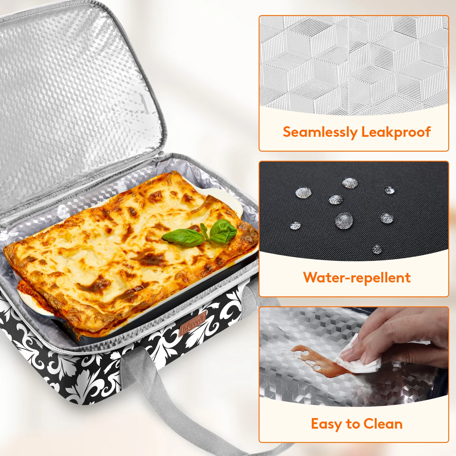 حامل طاجن للأطعمة الساخنة أو الباردة، حامل طعام معزول لأطباق الخبز، حامل Lasagna للحظ/الحفلات #4