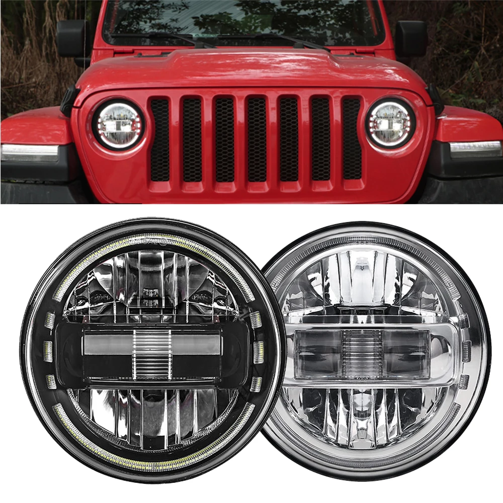 

7'' Led Headlight For Lada Niva 4x4 H4 High Low Beam Round Headlamp Car Running Light for Jeep Wrangler JK Land Rover Defend DRL